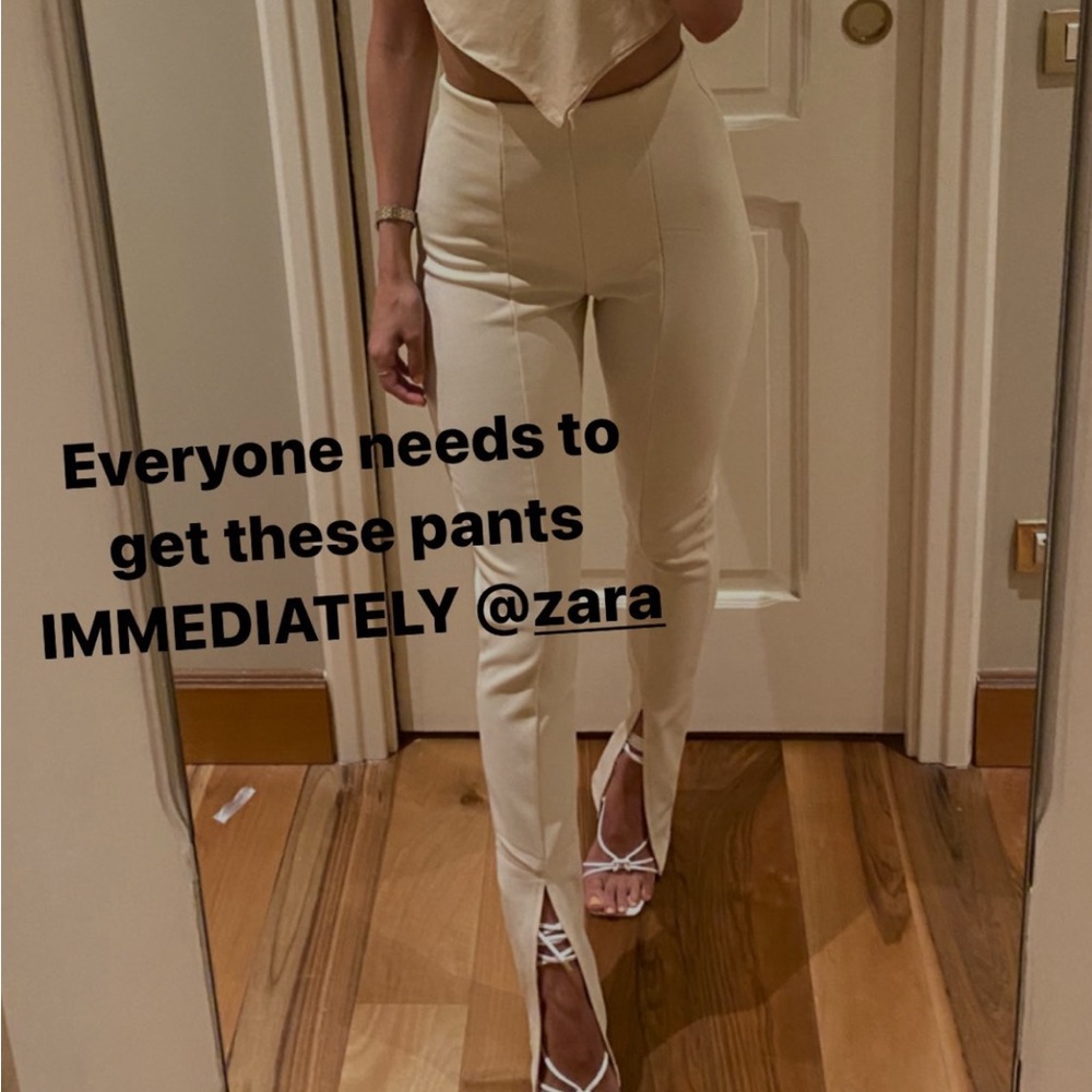 Zara slit ribbed leggings Seen on Sofia Franklyn